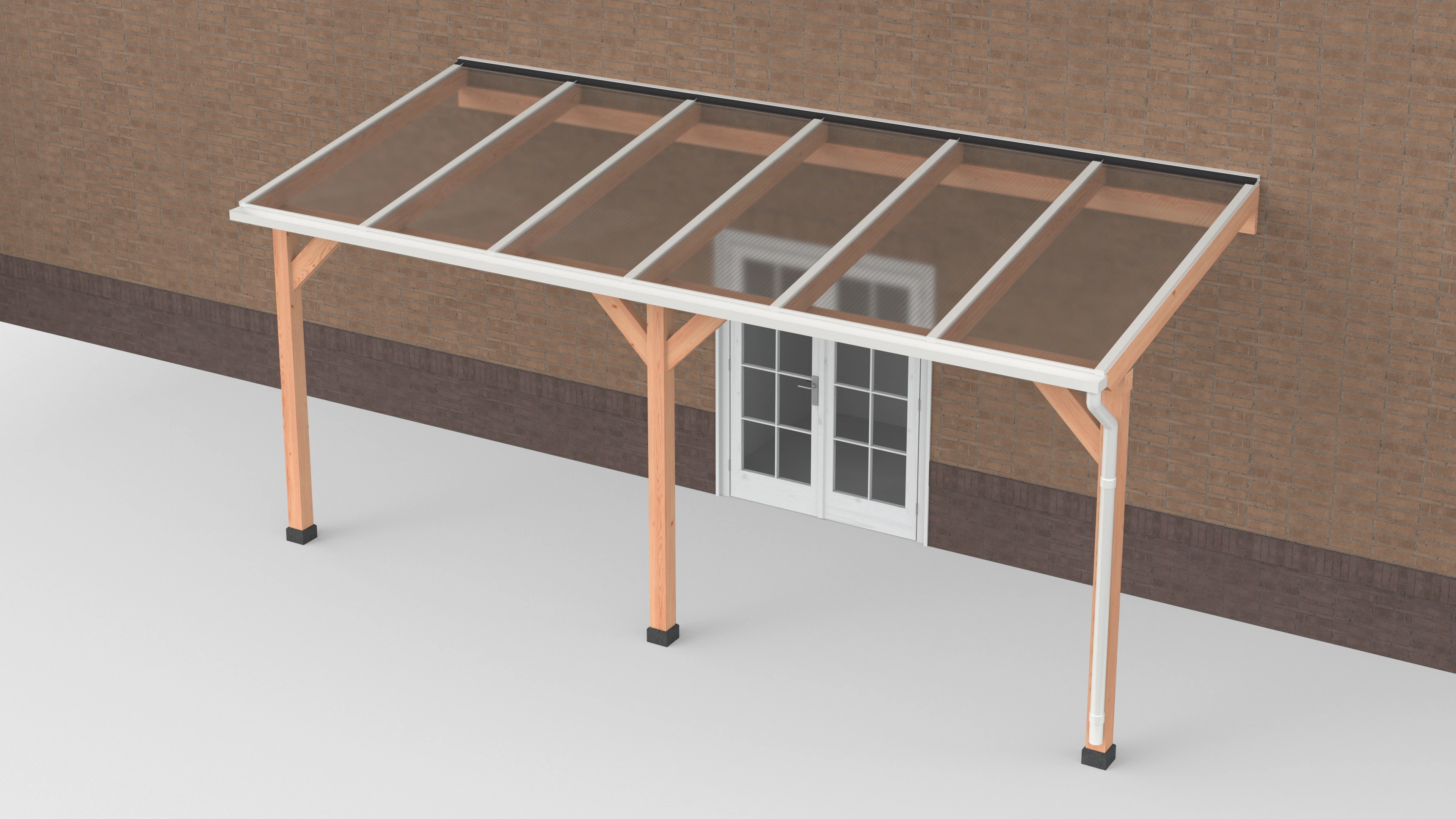 Douglas Terrasoverkapping Wit Geschaafd Polycarbonaat Helder 600 x 250 cm - Afbeelding 1